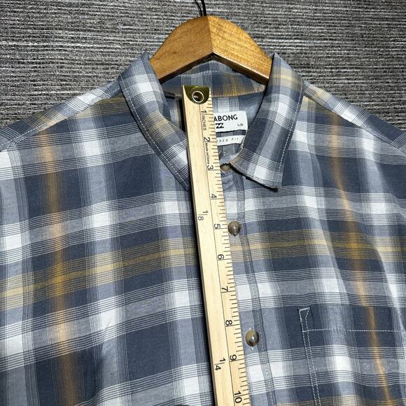 Billabong Button Up Shirt Men's L Blue Plaid Short Sleeve Tailored Fit #M502KAMM - Picture 9 of 15